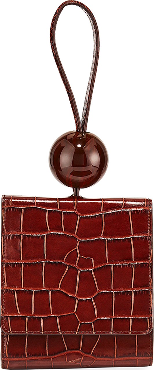 By Far Crocodile-Embossed Top Handle Bag