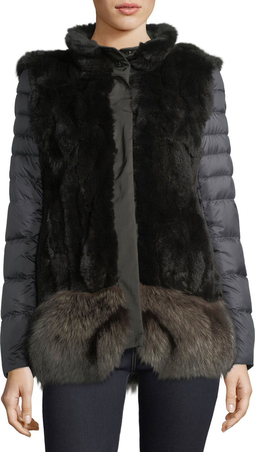 Post Card Ortles Two-Piece Fur Vest & Quilted Puffer Jacket