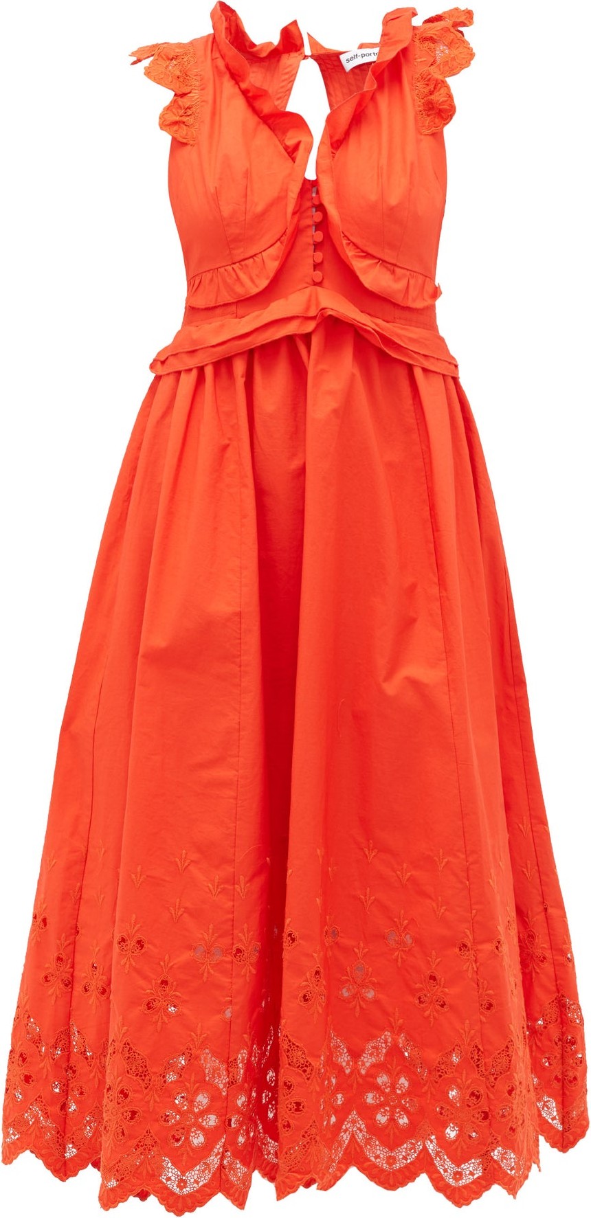 Self Portrait Brodie anglaise cotton-poplin maxi dress