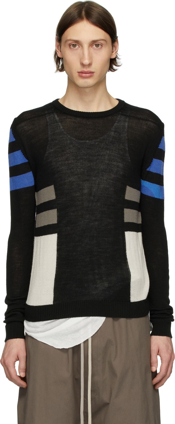 Rick Owens Black Wool Level Crewneck Sweater