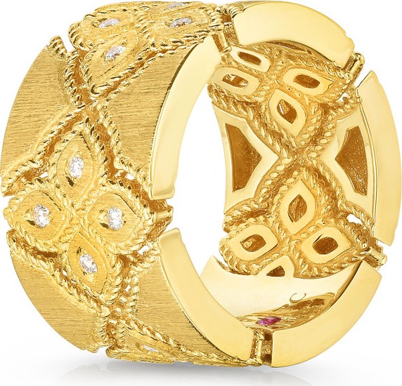 Roberto Coin Venetian Princess 18k Gold Diamond Quad Ring, Size 7