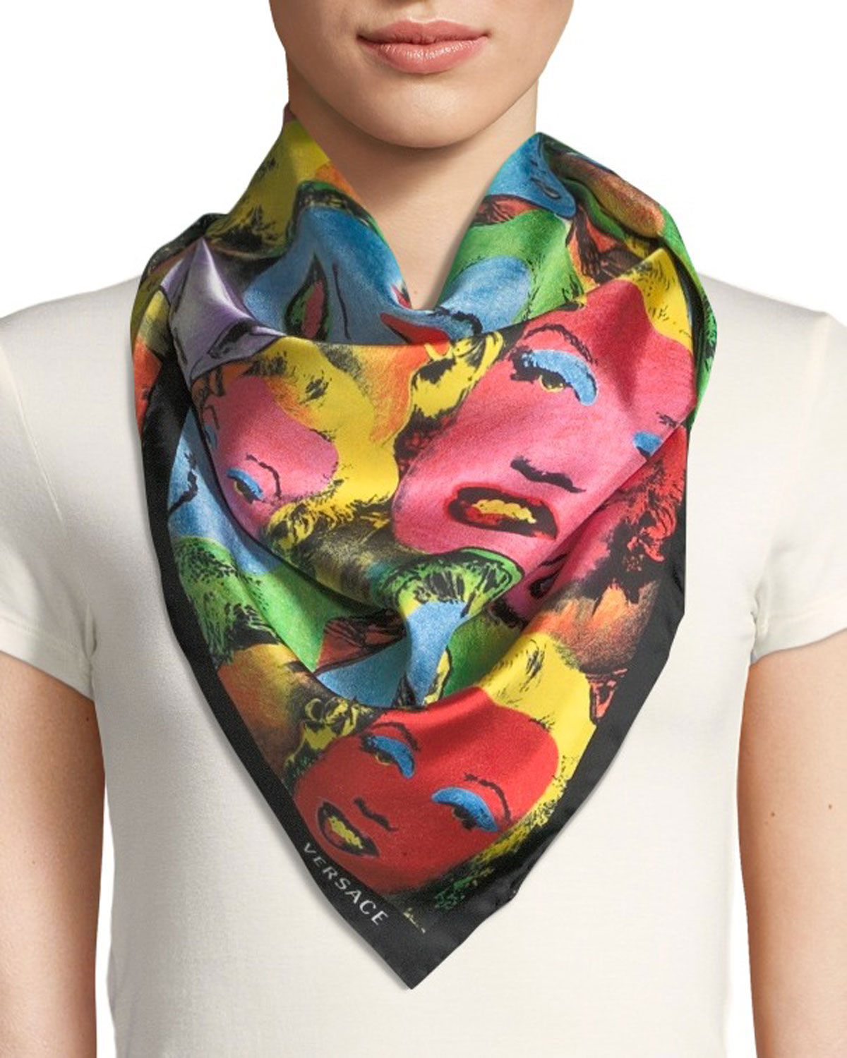 Versace Collection Marilyn Pop Art Silk Scarf