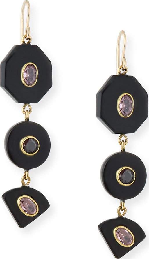 Ashley Pittman Zambarau Dark Horn Three-Drop Earrings