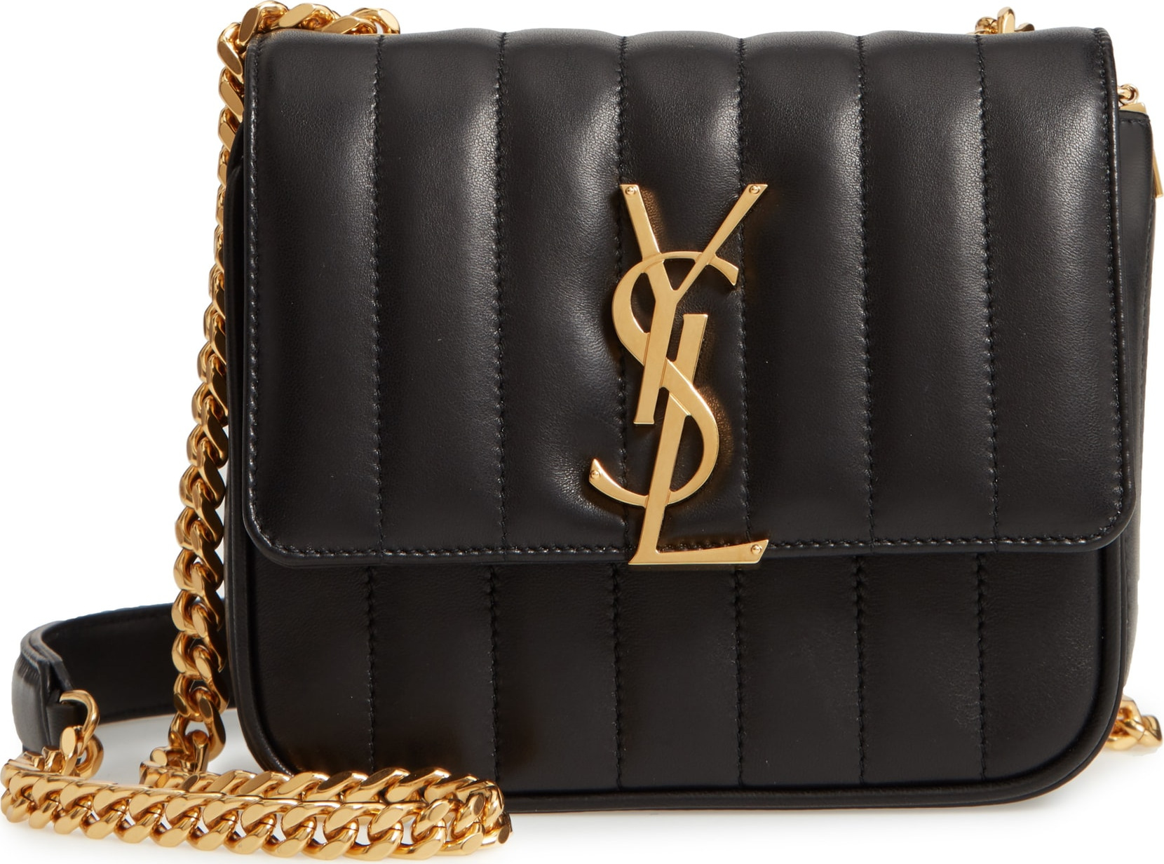 Saint Laurent Small Vicky Quilted Lambskin Leather Crossbody Bag