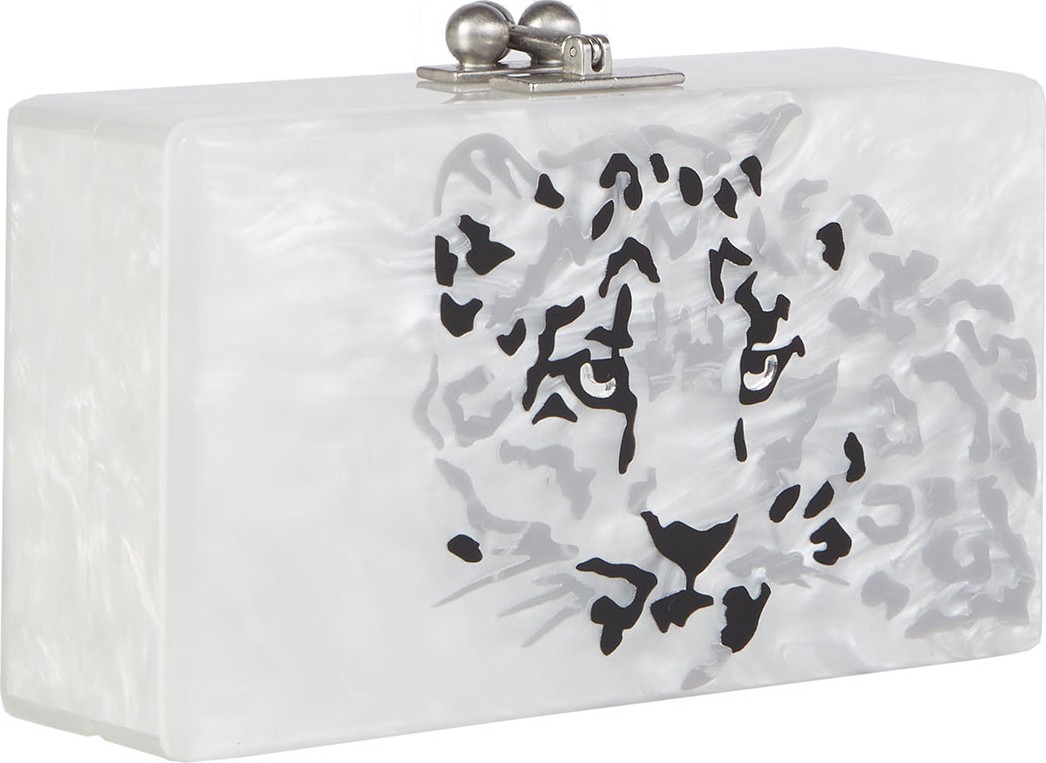 Edie Parker Jean Leopard Acrylic Clutch Bag