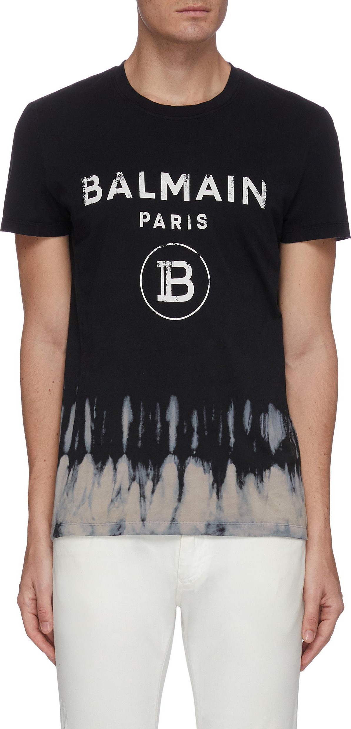 Balmain Half tie-dye logo print T-shirt