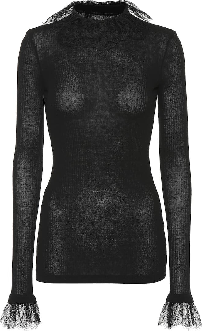 Philosophy Di Lorenzo Serafini Lace-trimmed wool-blend sweater