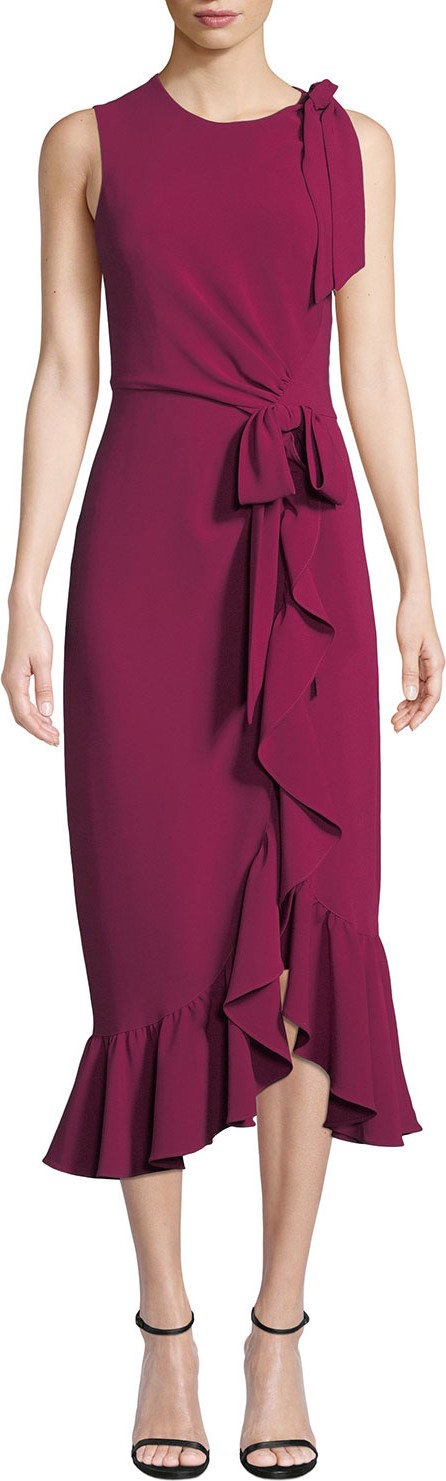 Cinq A Sept Nanon Crepe Ruffle Sleeveless Cocktail Dress