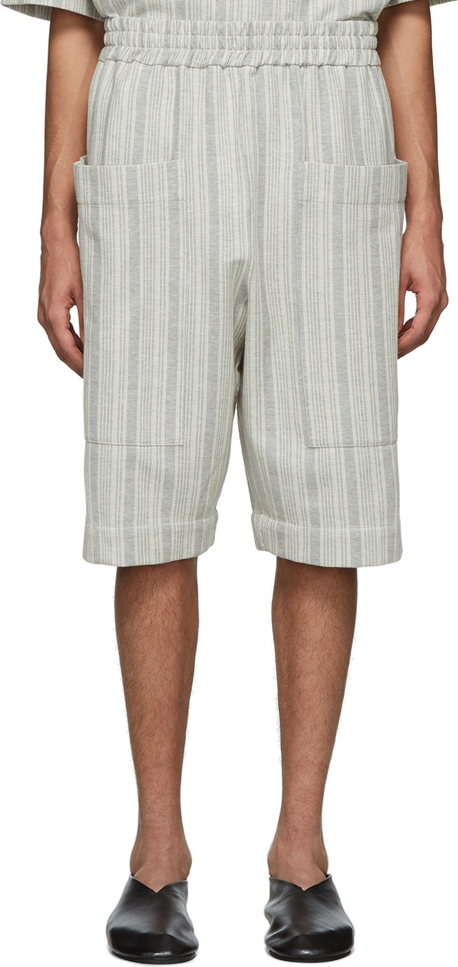 Jil Sander Grey Striped Shorts