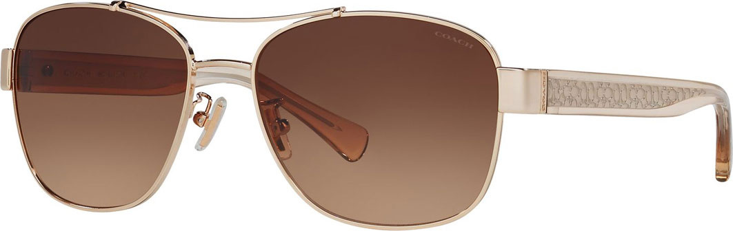 COACH Metal & Acetate Aviator Sunglasses w/ Logo Arms