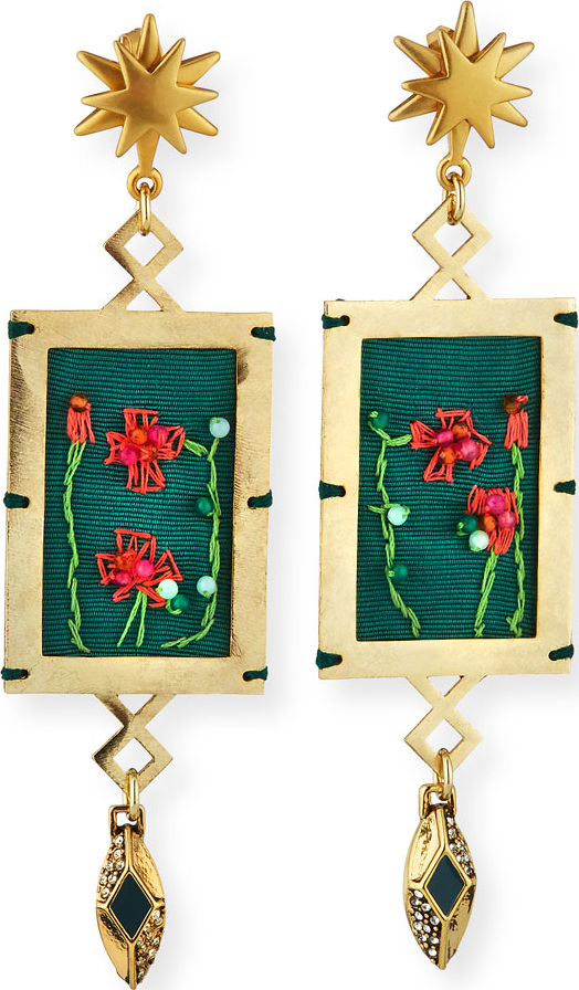 Lulu Frost Villa Hand-Embroidered Dangle Earrings