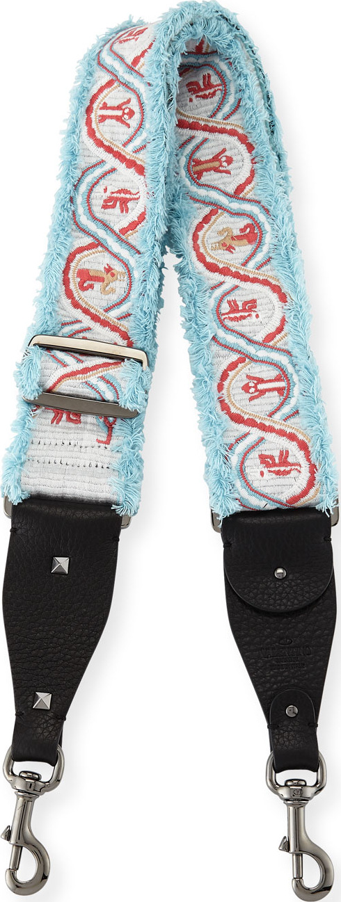 Valentino Rockstud Guitar Shoulder Strap with Embroidered Animals