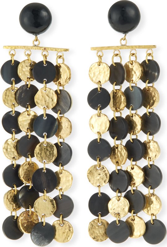 Ashley Pittman Four-Chain Dark Horn & Bronze Drop Earrings