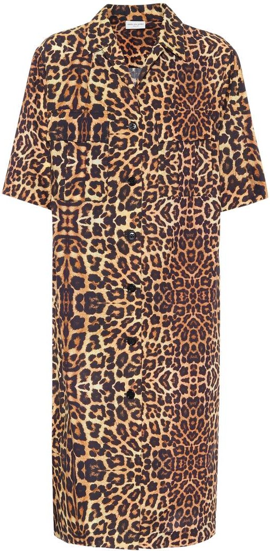 Dries Van Noten Leopard-print cotton shirt dress
