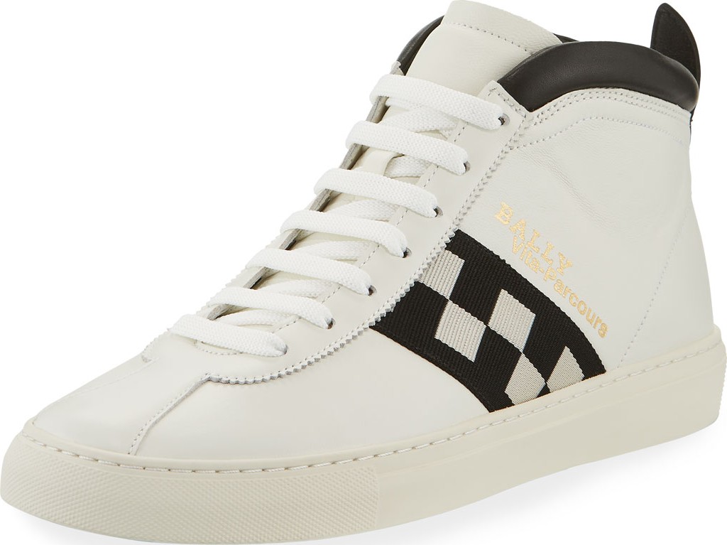 Bally Men's Vita Parcours Retro Lamb Leather High-Top Sneakers