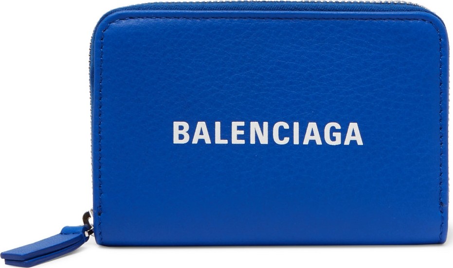 Balenciaga Logo-Print Textured-Leather Zip-Around Wallet