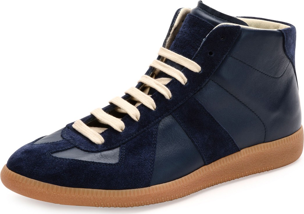Maison Margiela Men's Replica Mid-Top Leather & Suede Sneakers