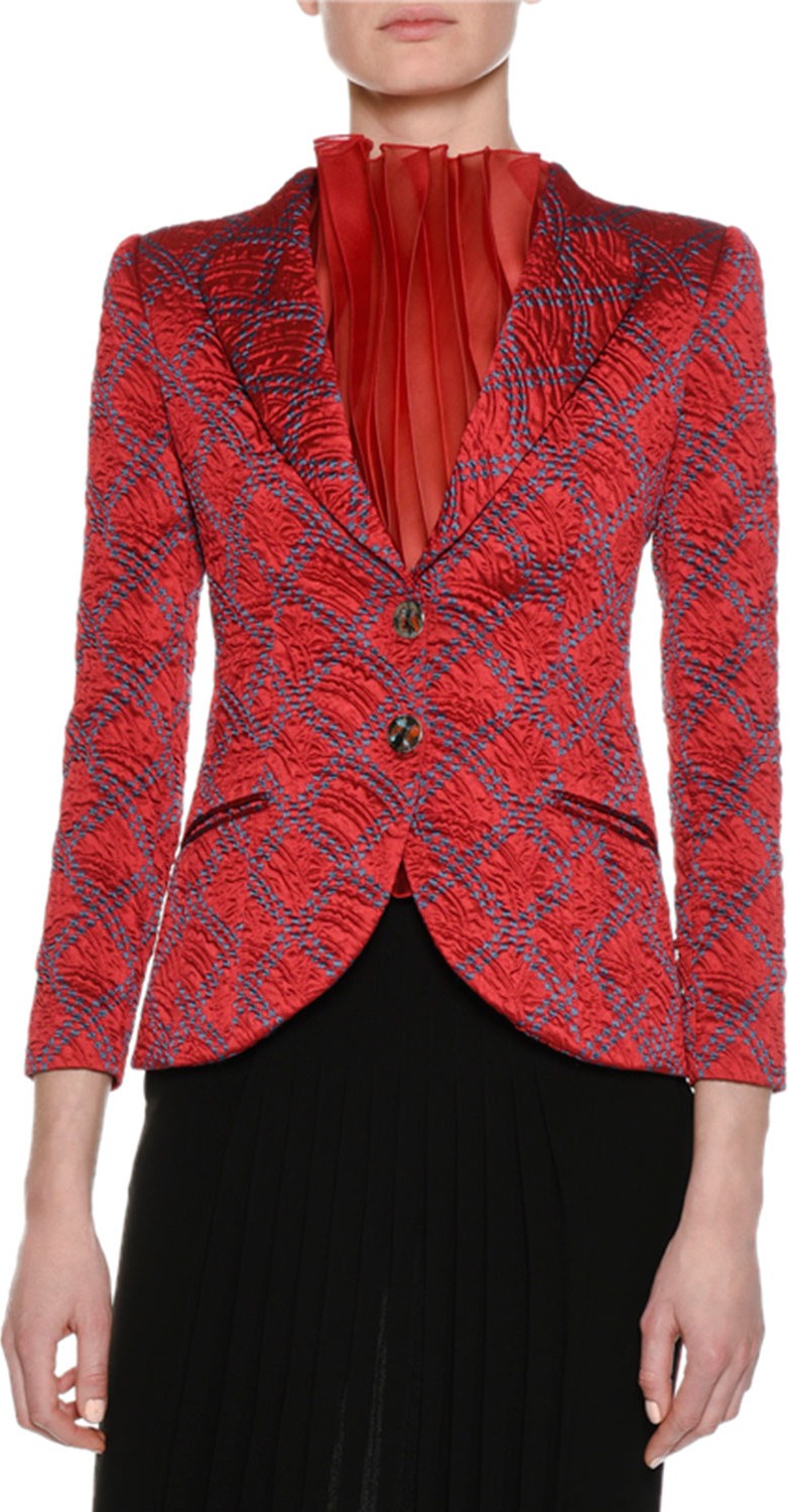 Giorgio Armani Graphic Jacquard Two-Button Jacket, Red