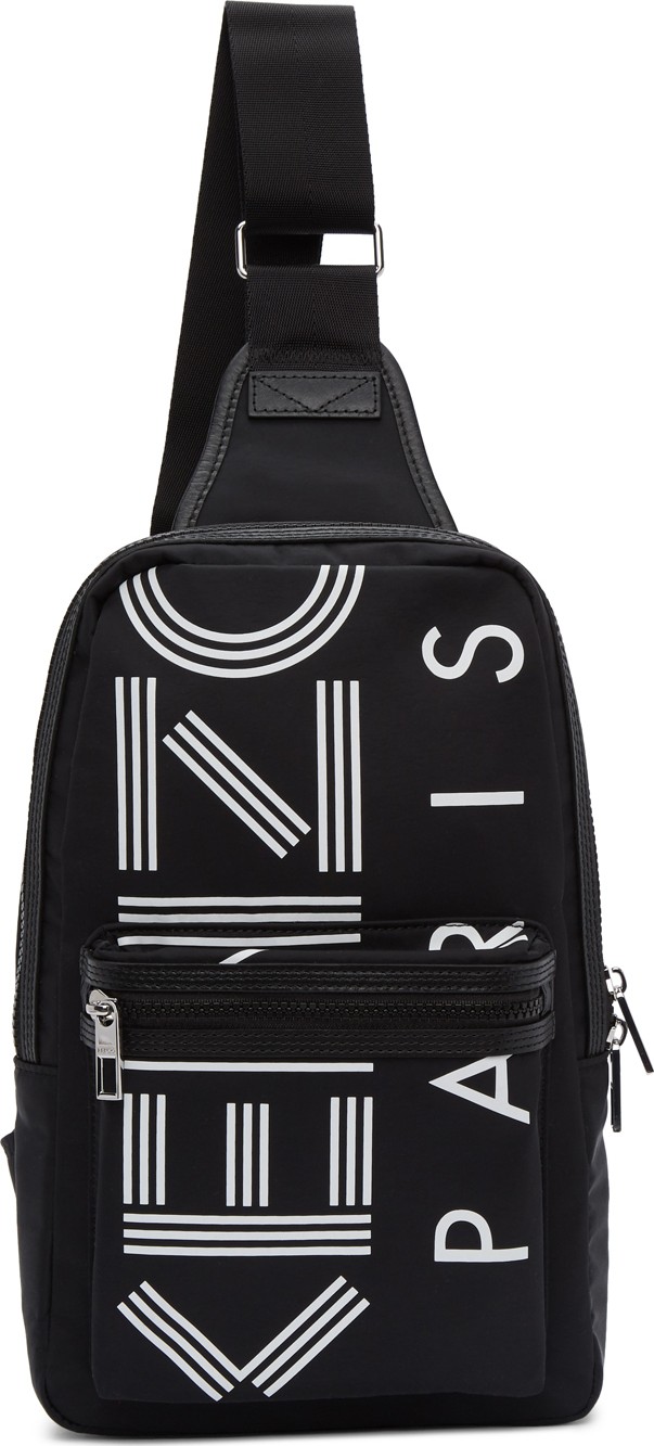 KENZO Black Crew Logo Crossbody Backpack