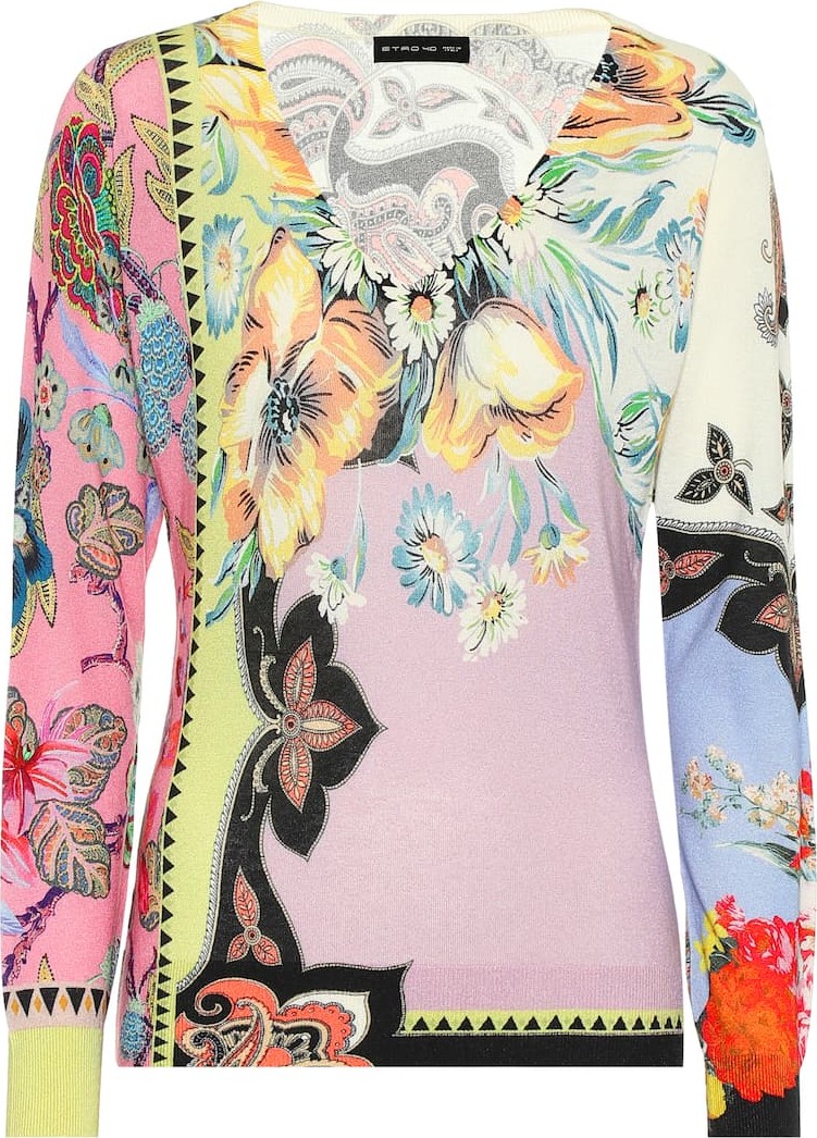Etro Intarsia silk and cashmere sweater