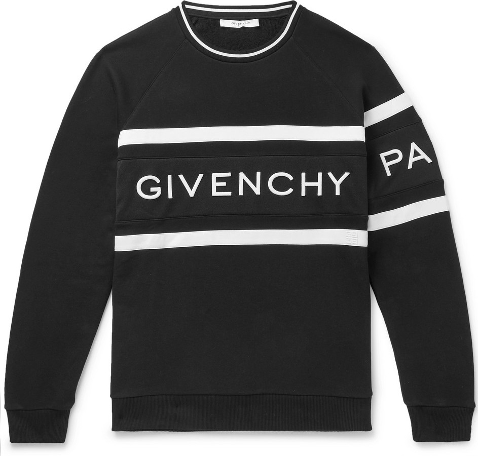 Givenchy Logo-Embroidered Striped Loopback Cotton-Jersey Sweatshirt
