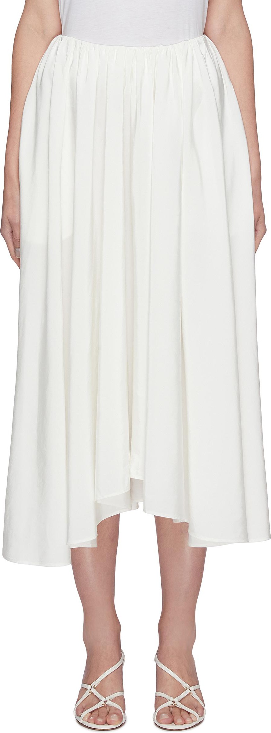 Jil Sander Asymmetric hem pleated midi skirt
