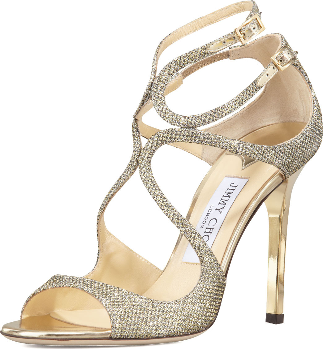 Jimmy Choo Lang Glittered Strappy Sandal