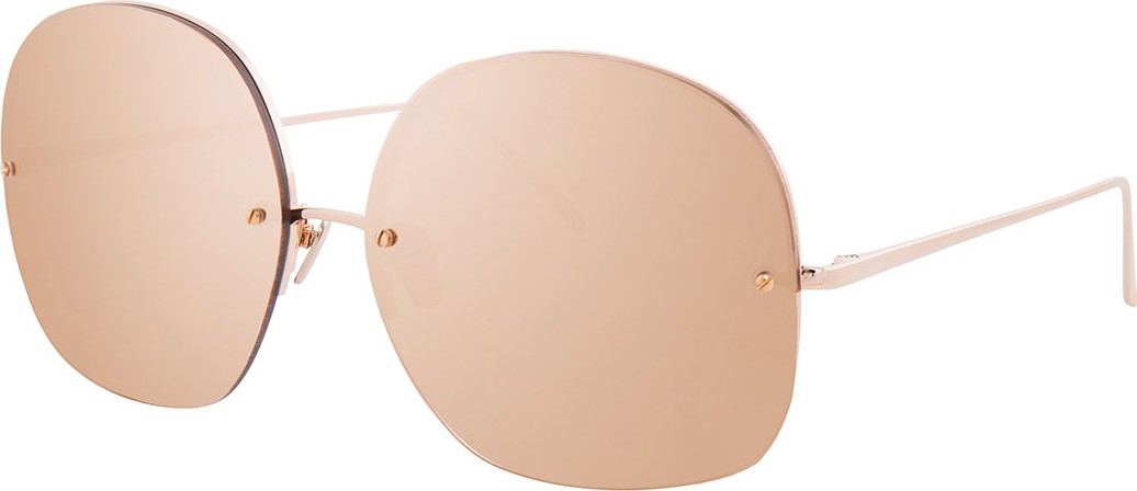 Linda Farrow Rimless Oversized Square Sunglasses, Rose Gold