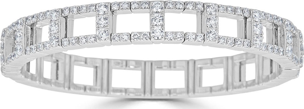 ZYDO 18k White Gold Stretch Link Bracelet w/ Diamonds, 4.42tcw