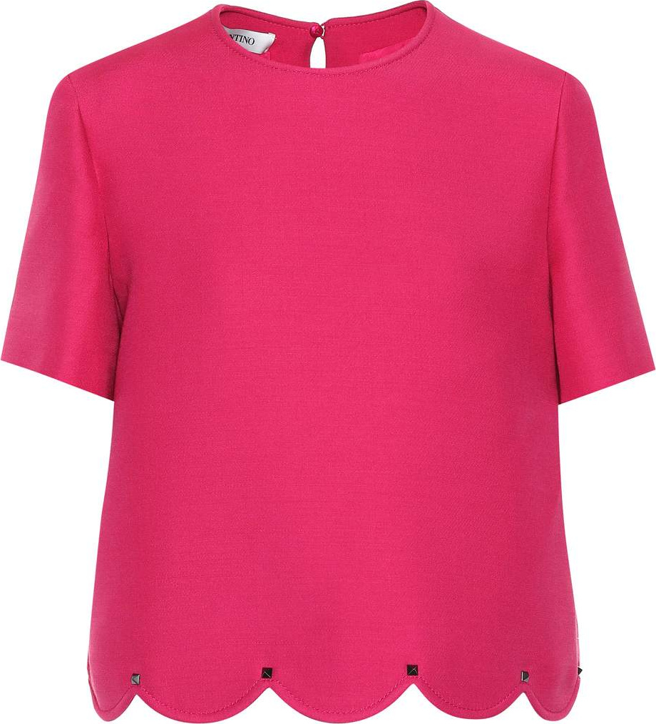 Valentino Scalloped wool and silk top