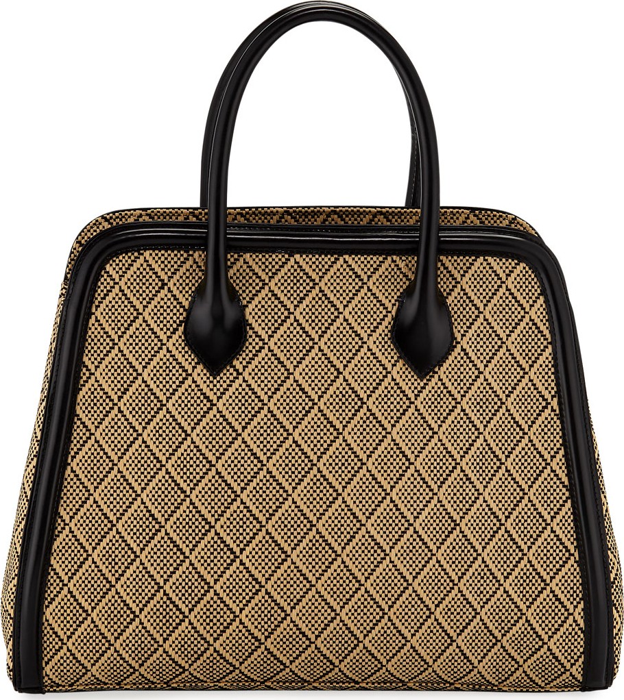 Dries Van Noten Woven Raffia Top-Handle Bag