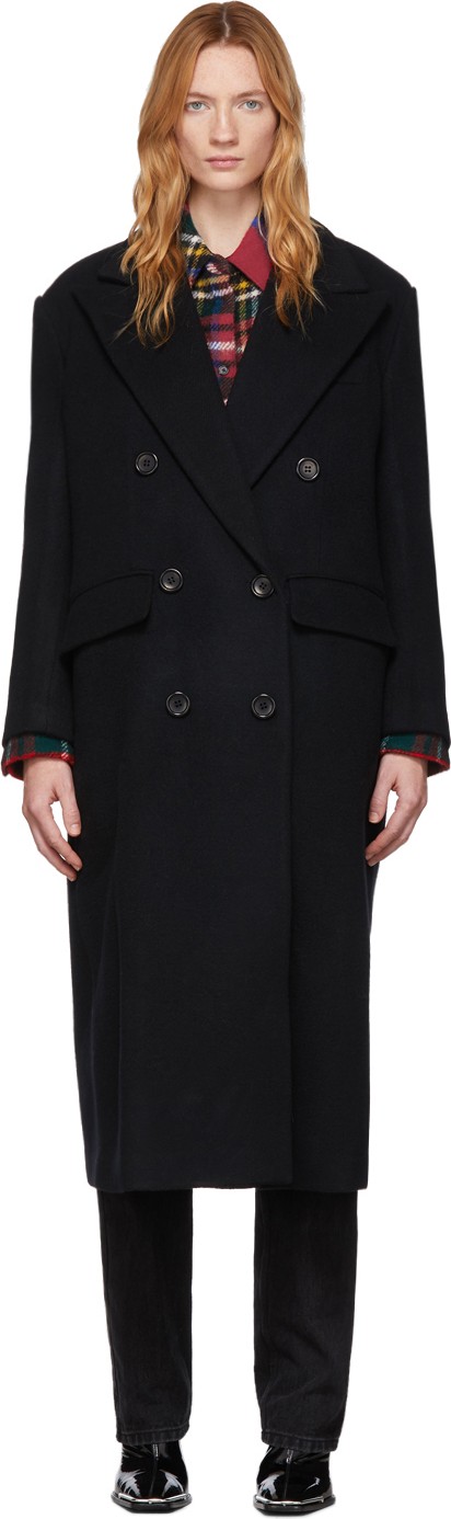 We11done Black Oversized Double-Breasted Coat