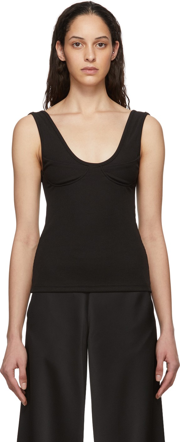 Christopher Esber Black Ribbed Bra Tank Top
