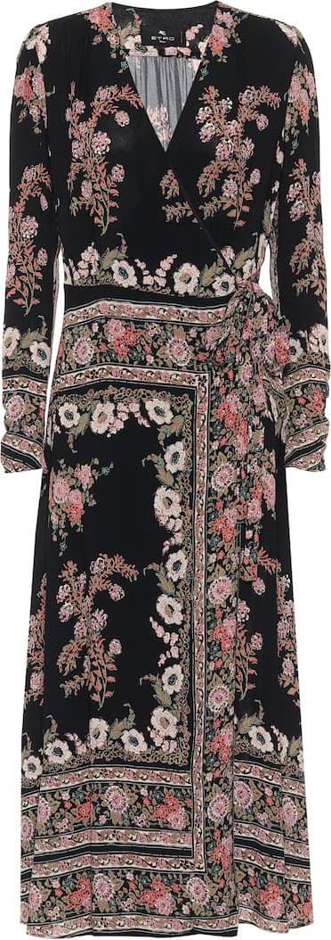 Etro Floral sablé midi wrap dress