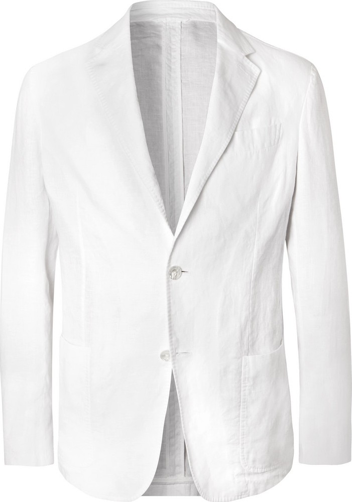 Ermenegildo Zegna White Unstructured Linen Blazer