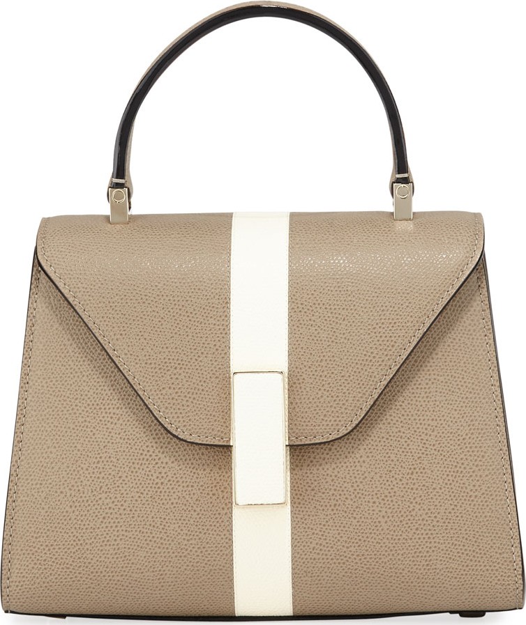 Valextra Iside Mini Saffiano Stripe Leather Satchel Bag