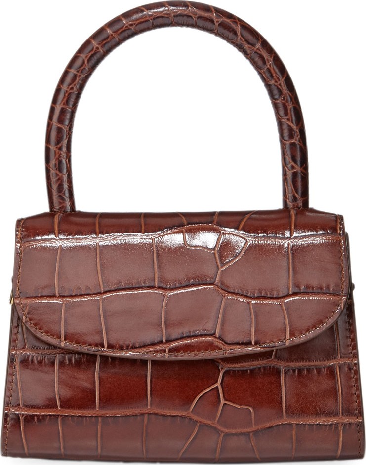 By Far Mini Crocodile-Embossed Top-Handle Bag