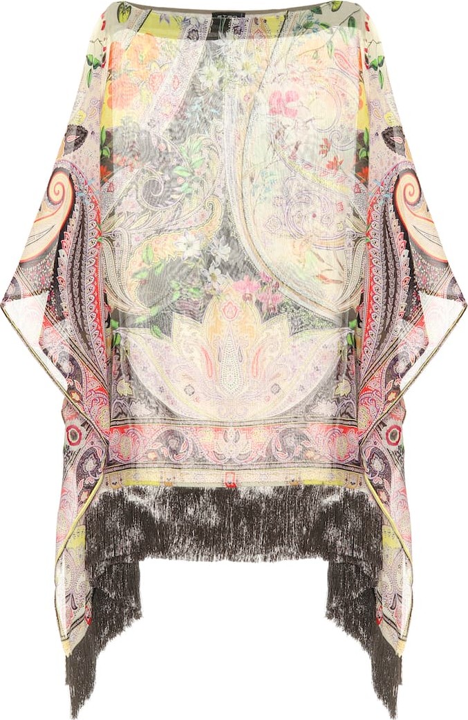Etro Printed silk poncho