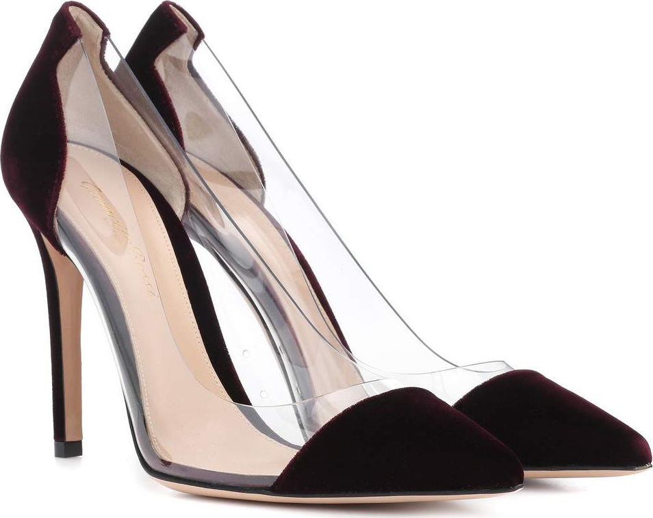 Gianvito Rossi Plexi velvet pumps