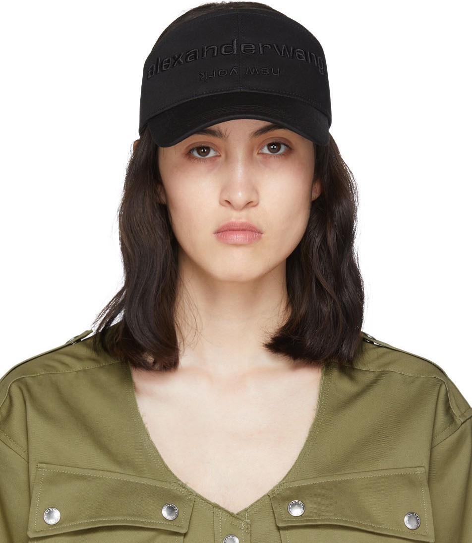 Alexander Wang Black Embroidered Visor