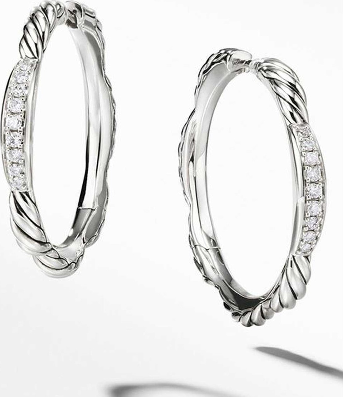 David Yurman Tides Collection Hoop Earrings with Diamonds