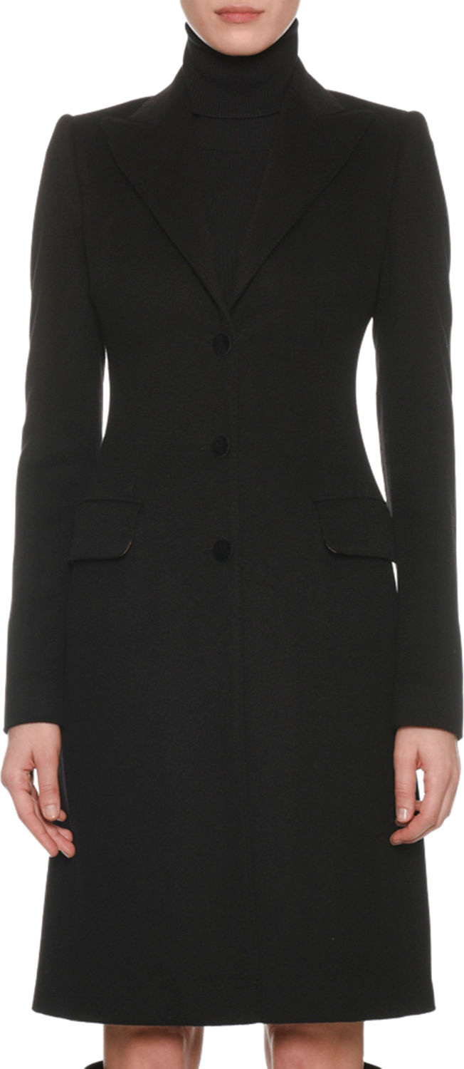 Dolce & Gabbana Peak-Lapel Three-Button 3/4-Length Coat