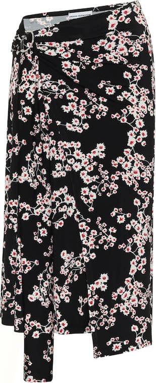 Paco Rabanne Floral jersey midi skirt