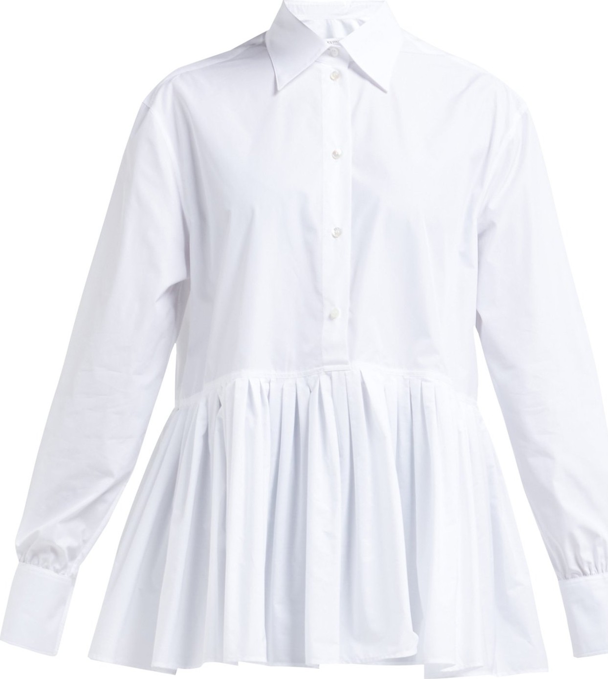 Valentino Pleated-hem cotton-blend poplin shirt
