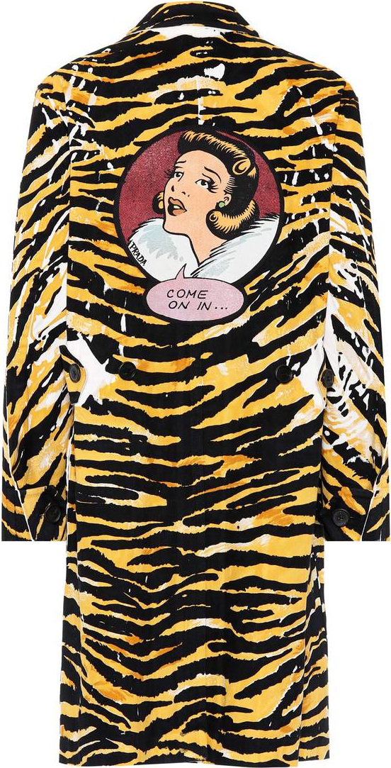 Prada Striped cotton-blend coat