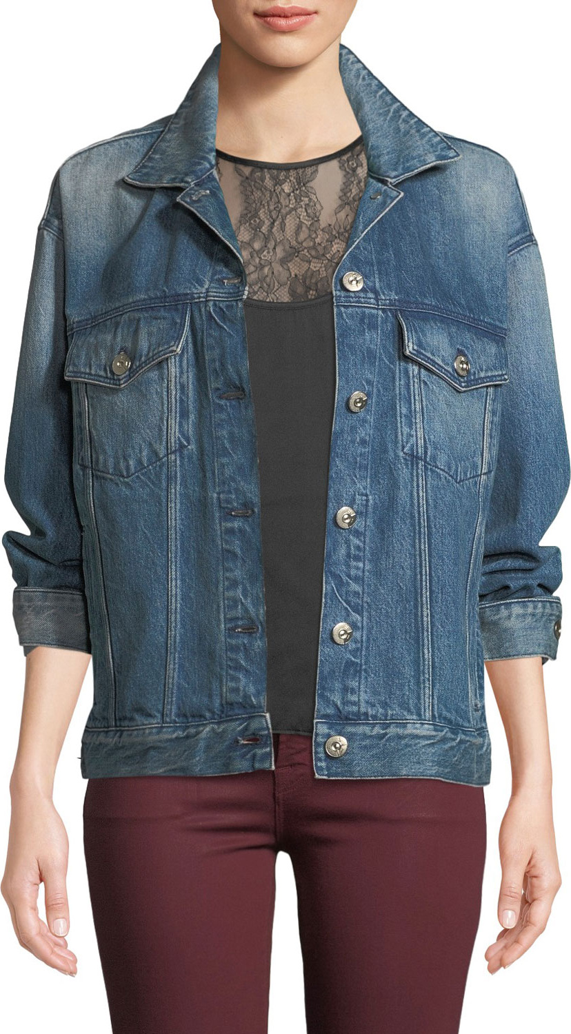3X1 Bijou Lace-Up Chain Denim Jacket