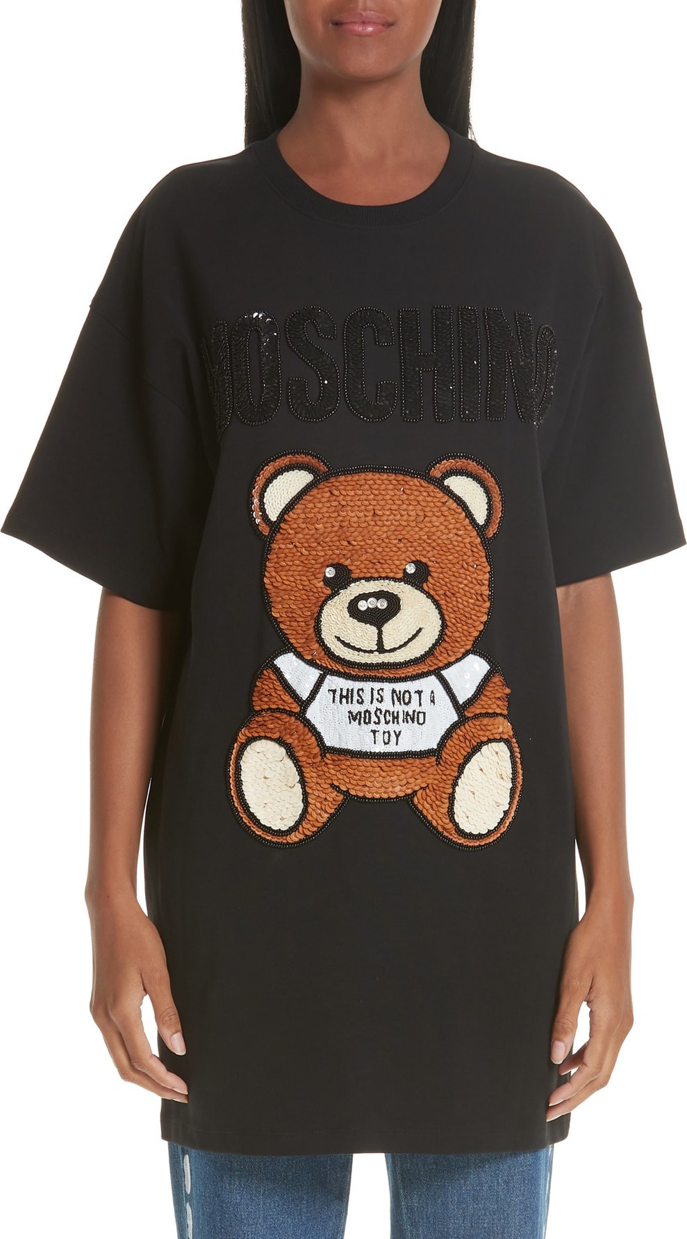 Moschino Sequin Teddy T-Shirt Dress