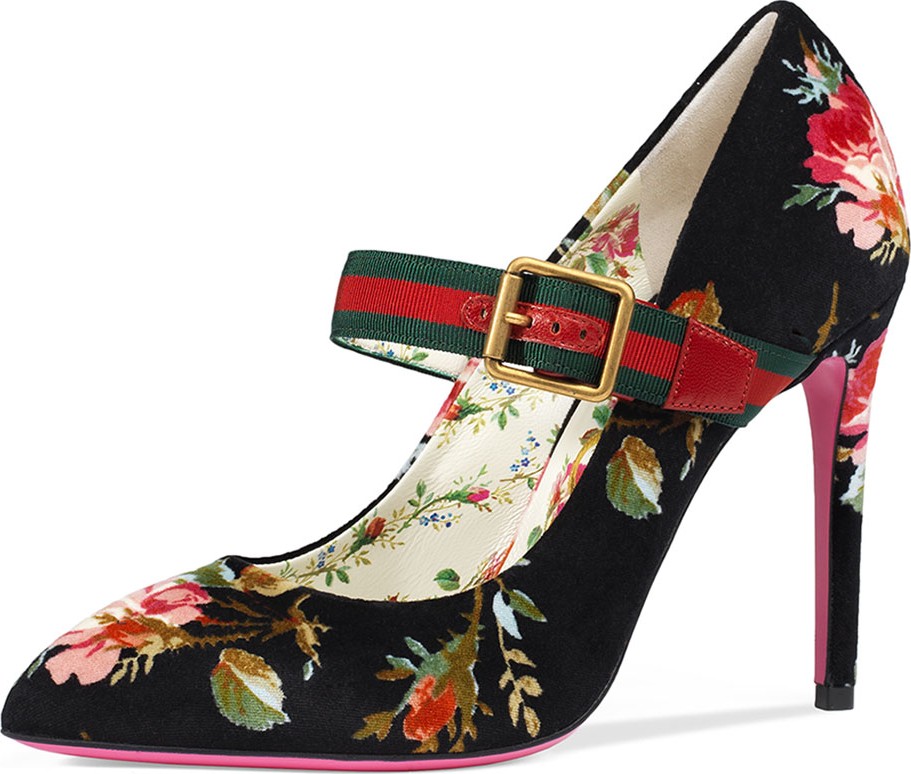 Gucci 105mm Sylvie Pump With Web Strap