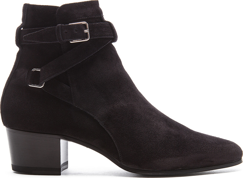 Saint Laurent Suede Blake Buckle Boots
