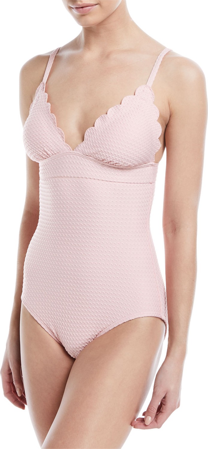 Kate Spade New York scalloped v-neck one-piece swimsuit